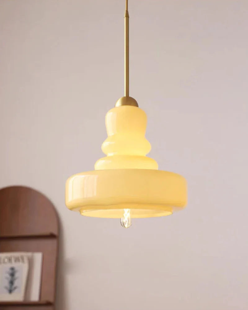 Élise Vintage Gourd Glass Pendant Light Brass Accent Fixture