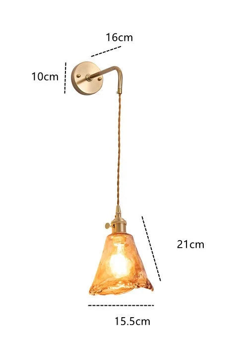 Claire Amber Glass Wall Lamp Japanese Modern