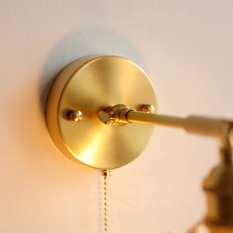 Élise Green Glass Copper LED Wall Sconce Pull Chain Lamp