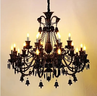 Black Candle Crystal Chandelier for Living Room and Restaurant