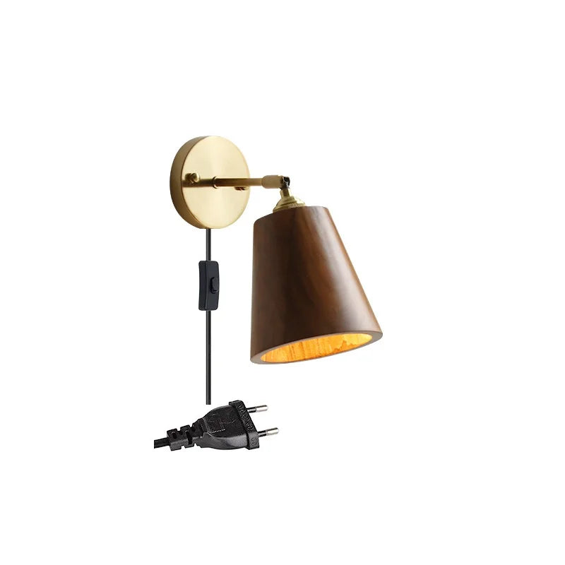 Sophie Adjustable Wood Wall Lamp with Copper Arm Switch
