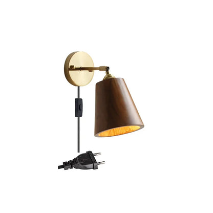 Sophie Adjustable Wood Wall Lamp with Copper Arm Switch