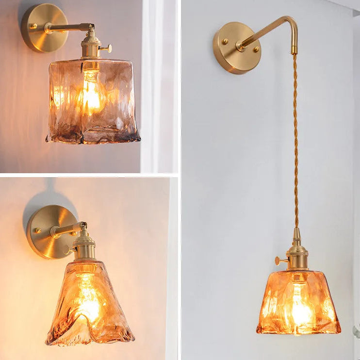 Claire Amber Glass Wall Lamp Japanese Modern
