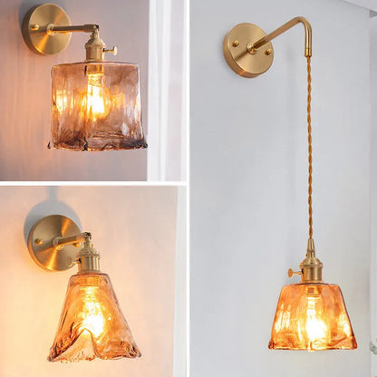 Claire Amber Glass Wall Lamp Japanese Modern