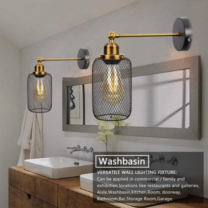 Élise Retro Holz Industrie Wandleuchte E27 LED Loft Wandlampe