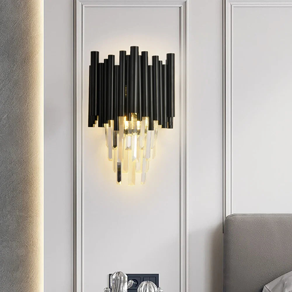 Sophie Crystal Schwarze Wandleuchte mit modernem, elegantem Finish
