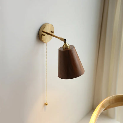 Sophie Adjustable Wood Wall Lamp with Copper Arm Switch