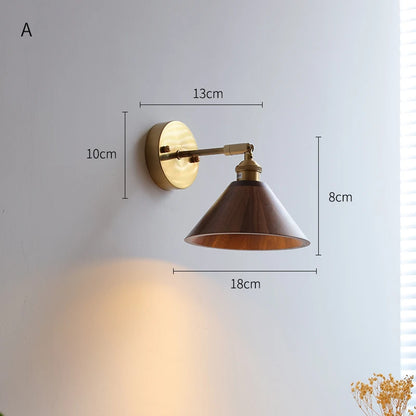 Sophie Adjustable Wood Wall Lamp with Copper Arm Switch