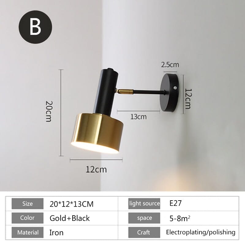 Colette Gold Black Wall Lamp with Nordic Modern Design