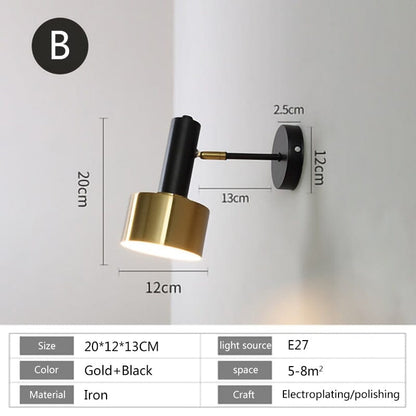 Colette Gold Black Wall Lamp with Nordic Modern Design