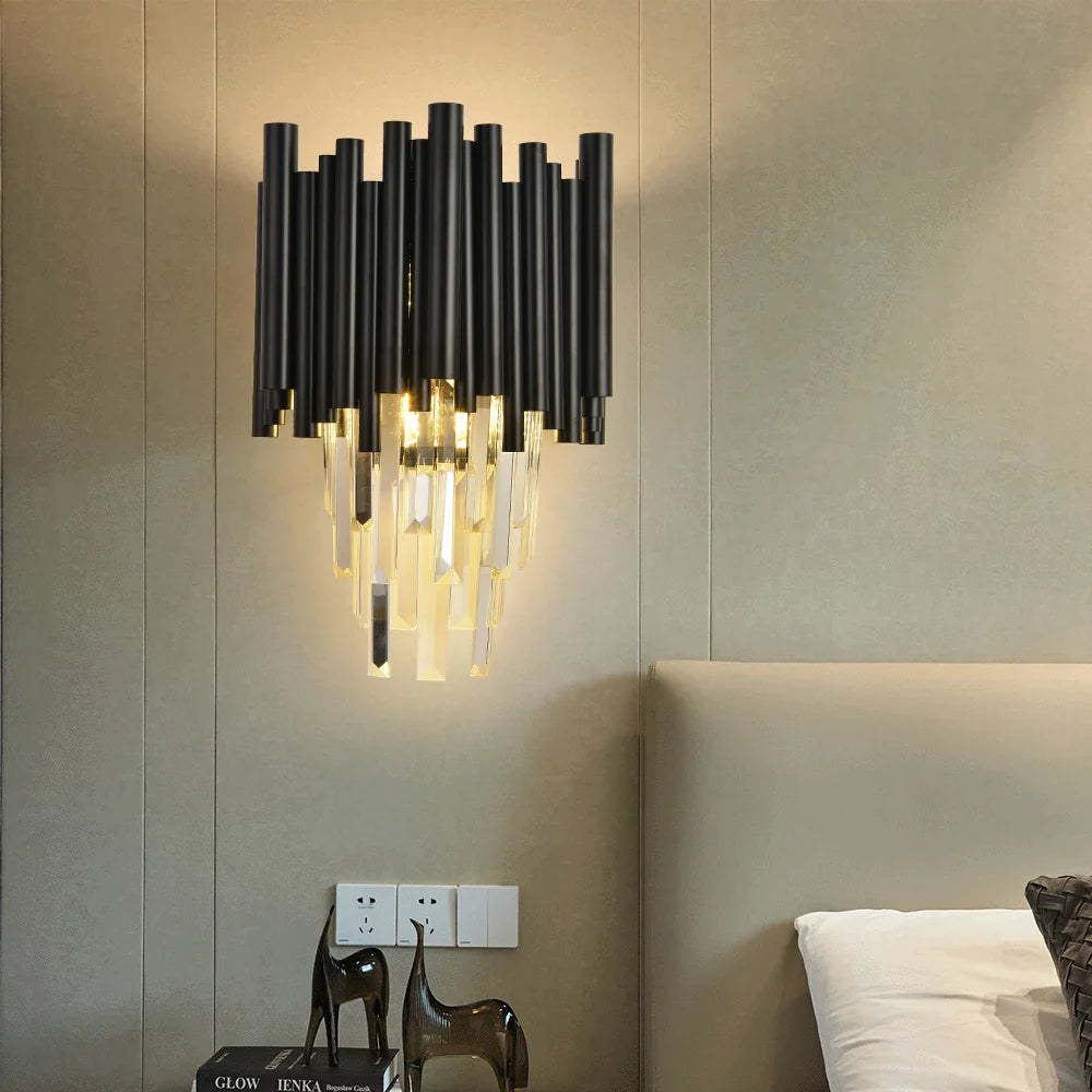 Sophie Crystal Schwarze Wandleuchte mit modernem, elegantem Finish