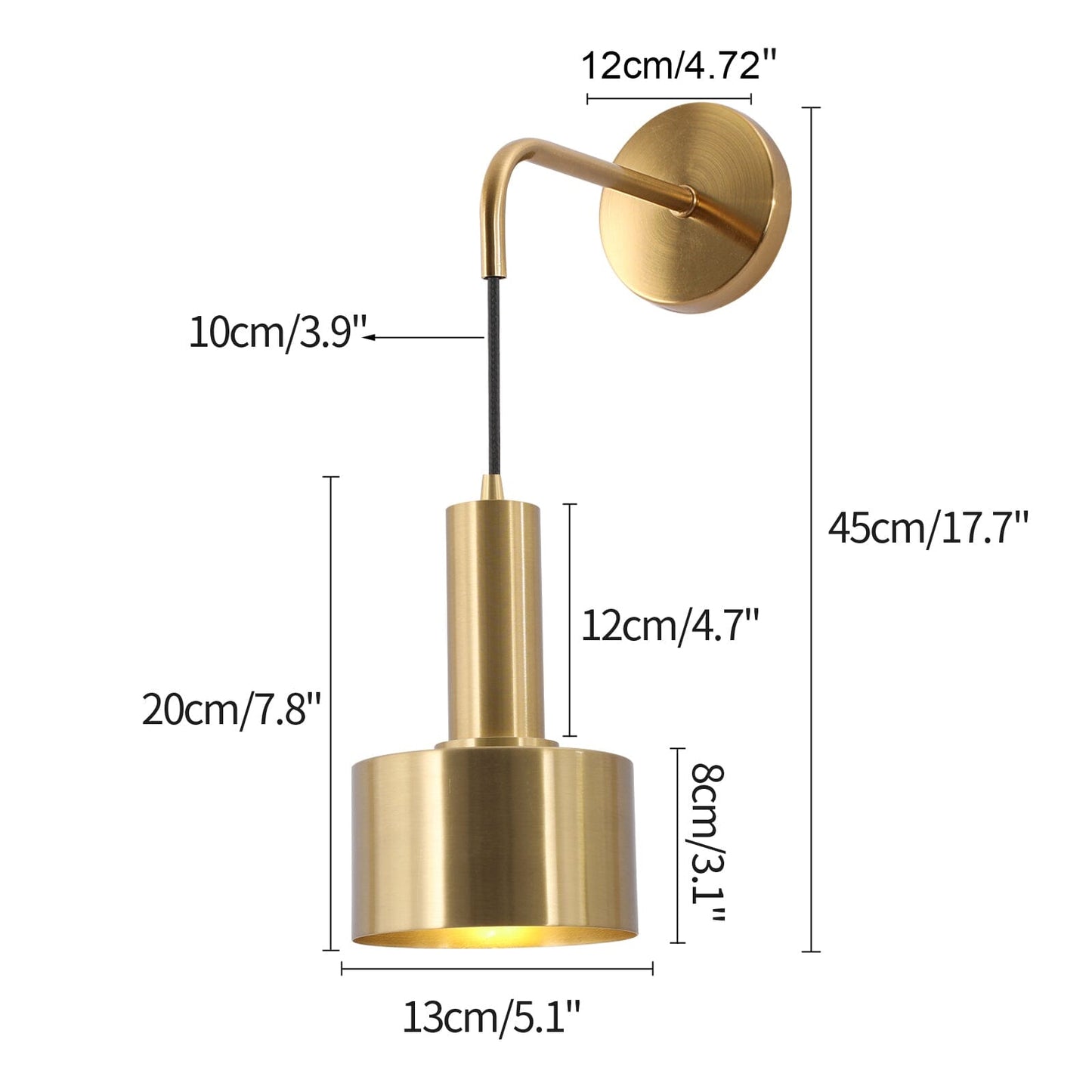 Camille Gold Adjustable Wall Lamp with Modern Finish