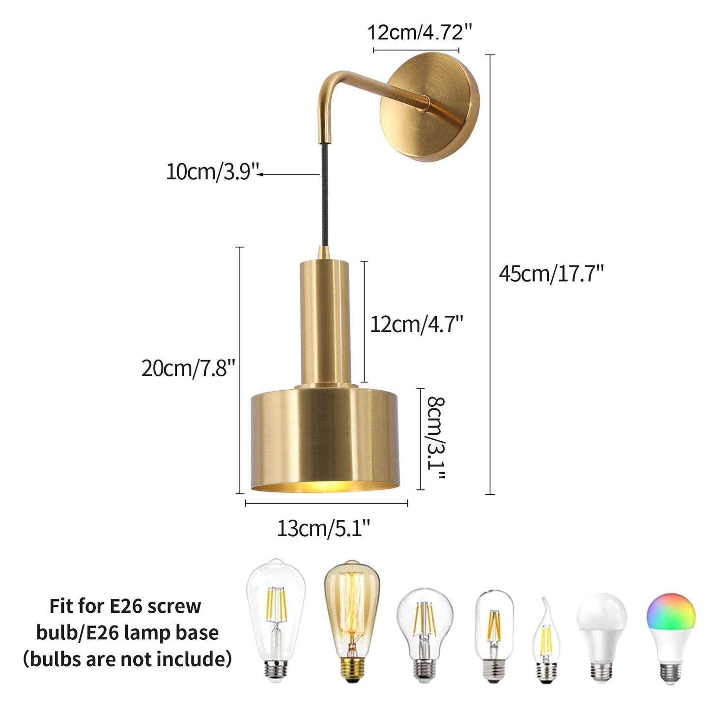 Camille Gold Adjustable Wall Lamp with Modern Finish