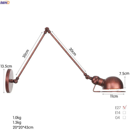 Colette Verstellbare Wandleuchte mit langem Arm Vintage