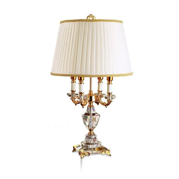 Luxuriöse Kristall-LED-Tischlampe mit Stoffschirm für Schlaf- und Hotelzimmer