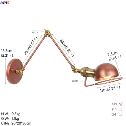 Colette Verstellbare Wandleuchte mit langem Arm Vintage