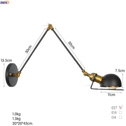 Colette Verstellbare Wandleuchte mit langem Arm Vintage
