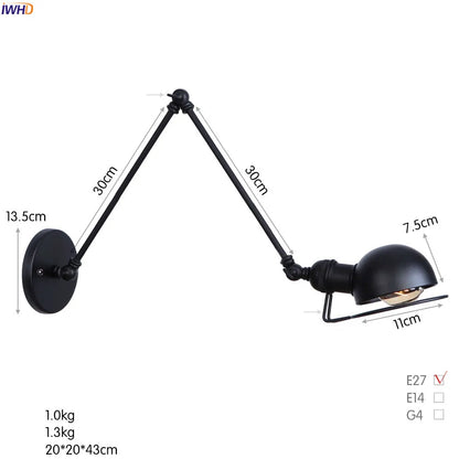 Colette Verstellbare Wandleuchte mit langem Arm Vintage