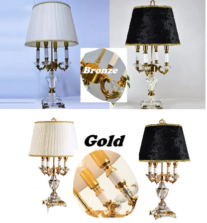 Luxuriöse Kristall-LED-Tischlampe mit Stoffschirm für Schlaf- und Hotelzimmer