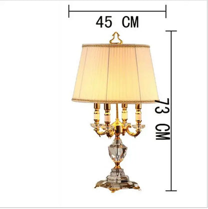 Luxuriöse Kristall-LED-Tischlampe mit Stoffschirm für Schlaf- und Hotelzimmer