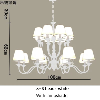 Luxury Rustic Wrought Iron Chandelier with Blue Candle LED Lights for Living Room