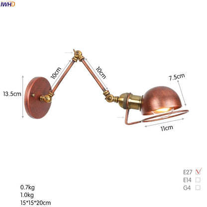 Colette Verstellbare Wandleuchte mit langem Arm Vintage