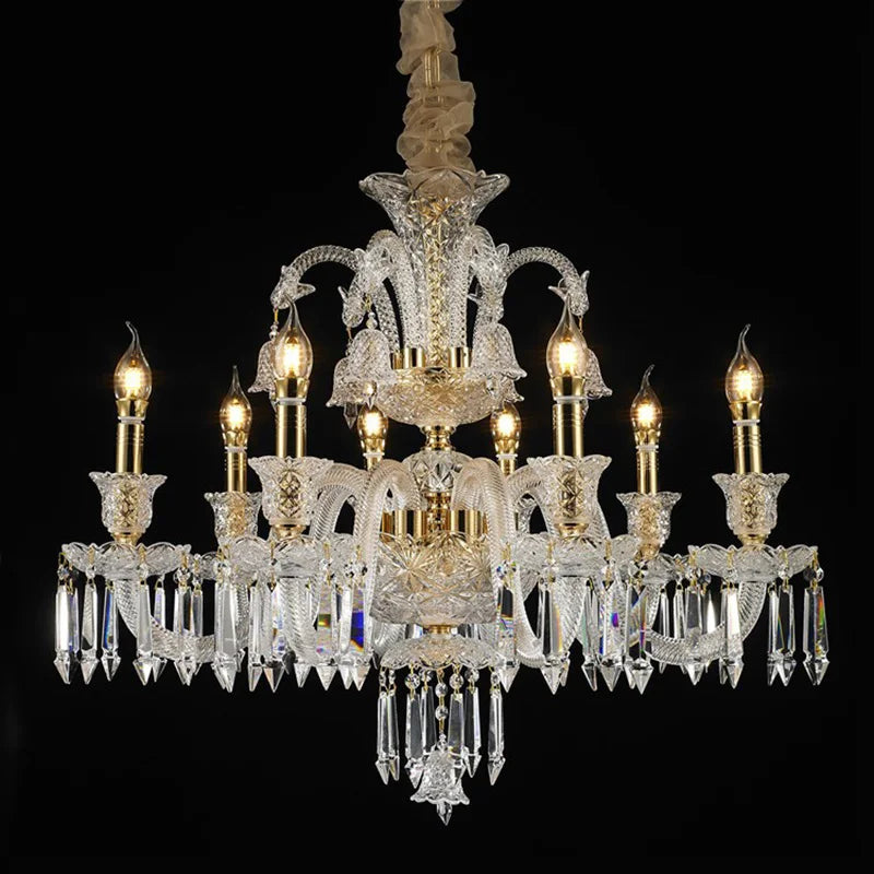 Minimalist Crystal Candle Chandelier for Living Room and Bedroom
