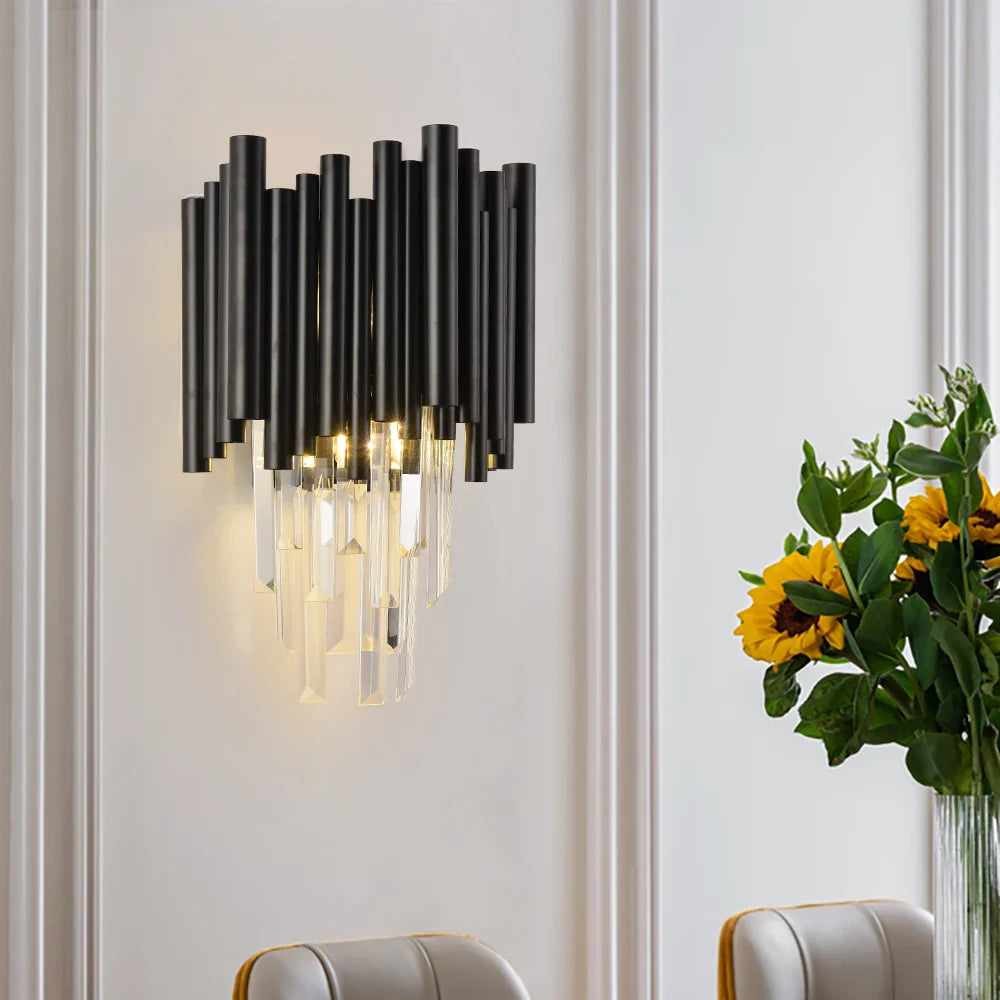 Sophie Crystal Schwarze Wandleuchte mit modernem, elegantem Finish