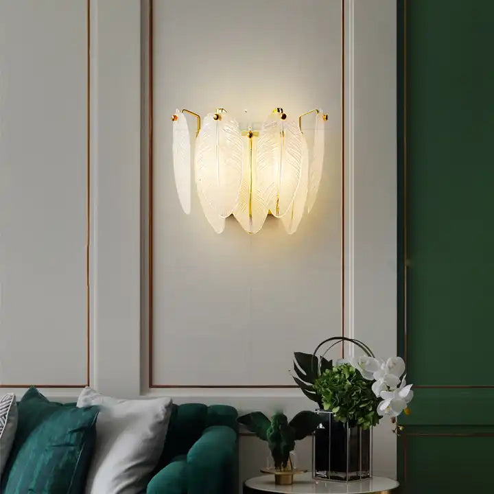 Élodie Crystal Leaf Wall Lamp with Elegant Industrial Design