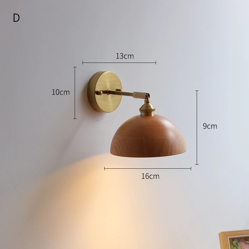 Sophie Adjustable Wood Wall Lamp with Copper Arm Switch