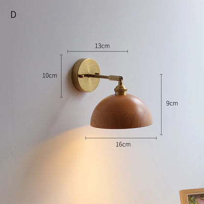 Sophie Adjustable Wood Wall Lamp with Copper Arm Switch