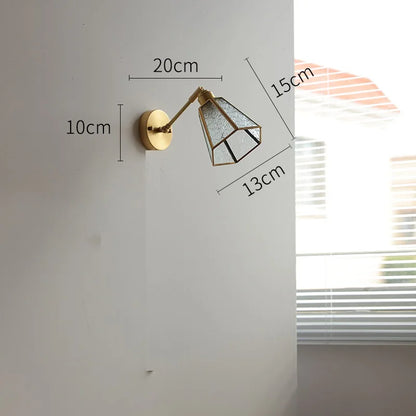 Élise Green Glass Copper LED Wall Sconce Pull Chain Lamp