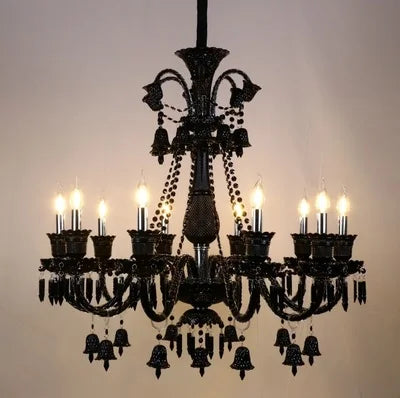 Black Candle Crystal Chandelier for Living Room and Restaurant