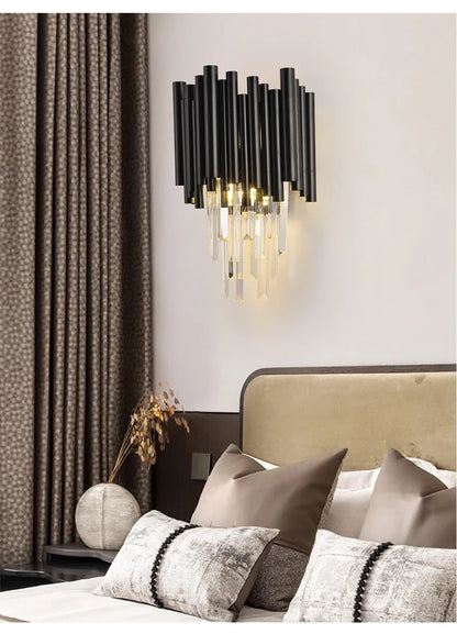 Sophie Crystal Schwarze Wandleuchte mit modernem, elegantem Finish