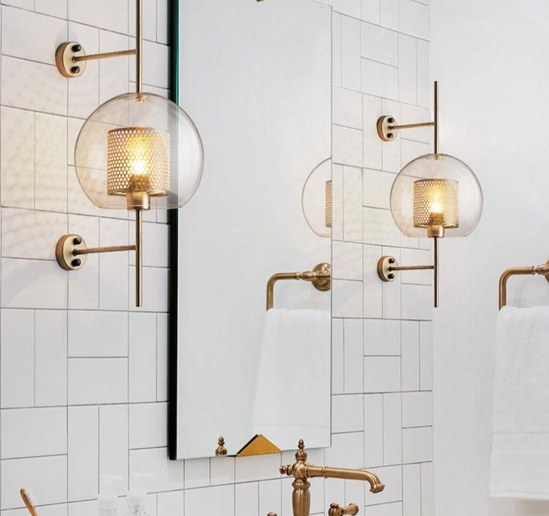 Camille Honeycomb Glass & Metal Sconce Light