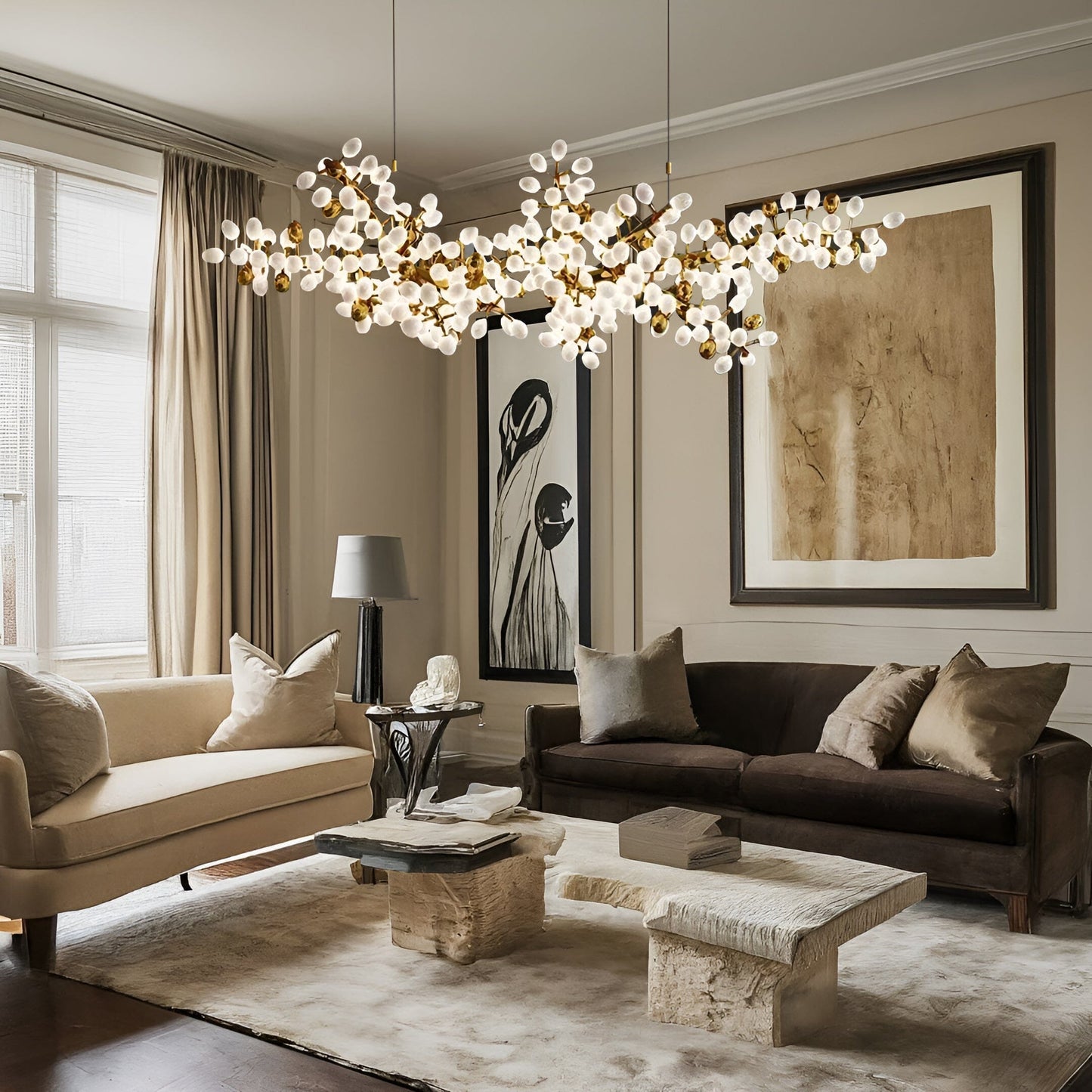 Chloé Kronleuchter mit goldenem Weinreben-Design