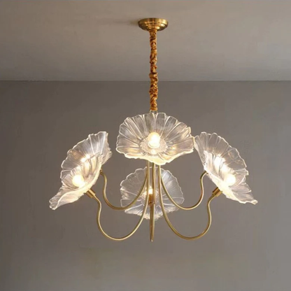 Amélie Glas Messing LED Kronleuchter Bloom Style Hängeleuchte