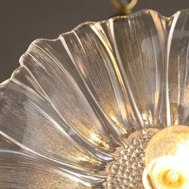 Amélie Glas Messing LED Kronleuchter Bloom Style Hängeleuchte
