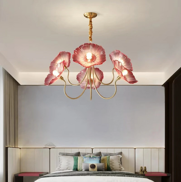 Amélie Glass Brass LED Chandelier Bloom Style Pendant Light