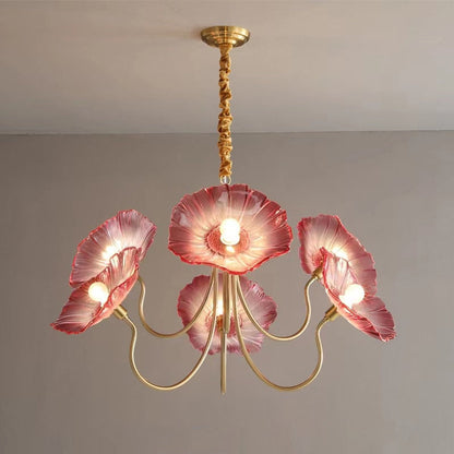 Amélie Glas Messing LED Kronleuchter Bloom Style Hängeleuchte