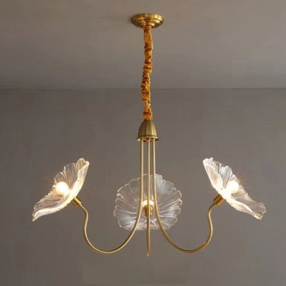 Amélie Glas Messing LED Kronleuchter Bloom Style Hängeleuchte
