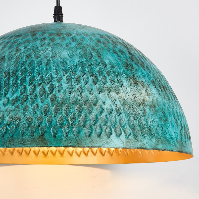 Élise Industrial Gleamer Teal Brass Pendant Light