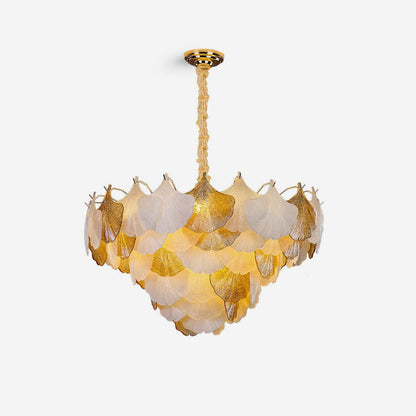 Isabelle Ginkgo Glasblatt-Kronleuchter