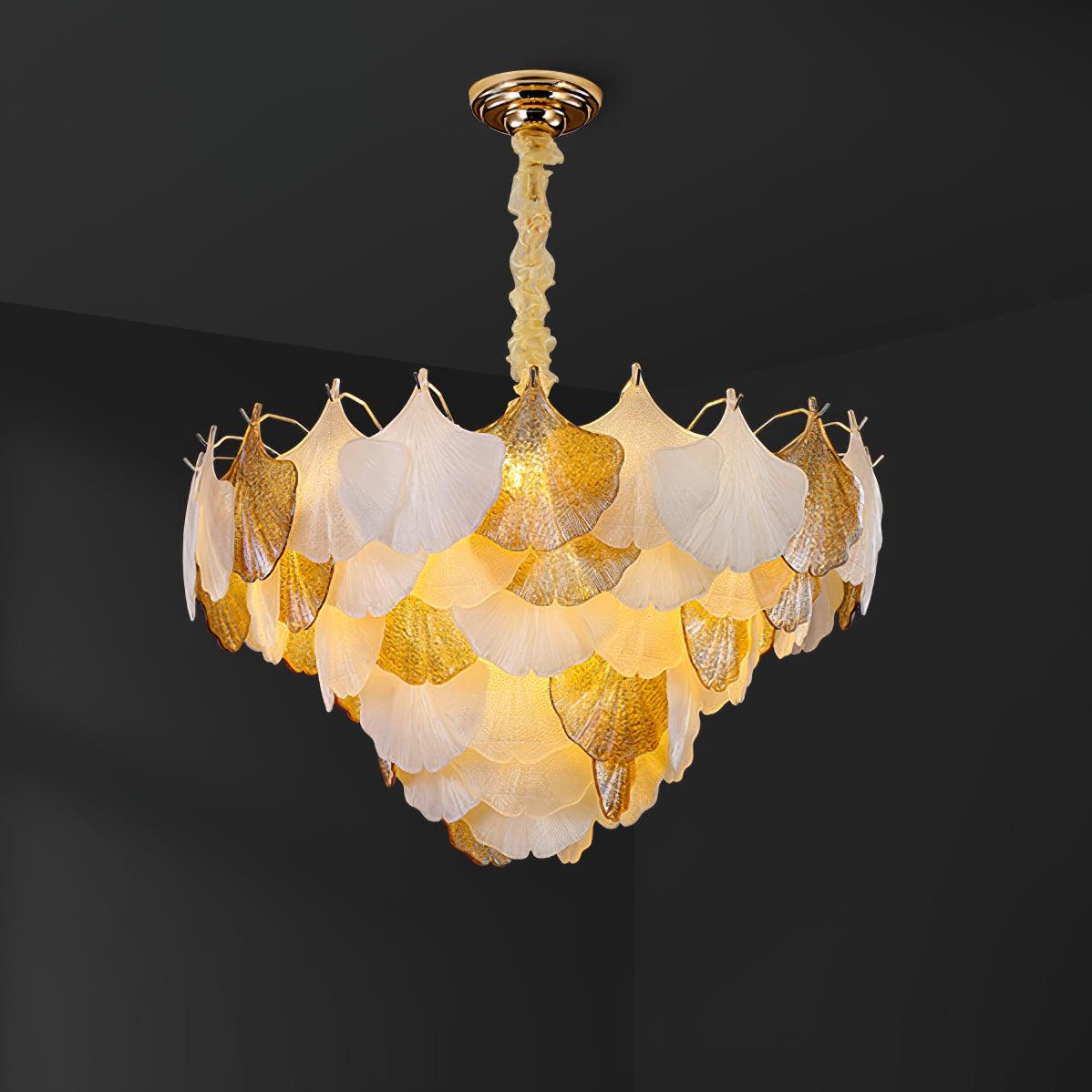 Isabelle Ginkgo Glasblatt-Kronleuchter