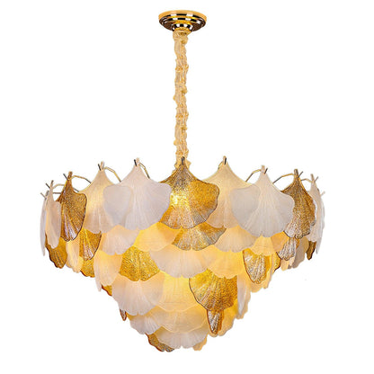 Isabelle Ginkgo Glasblatt-Kronleuchter