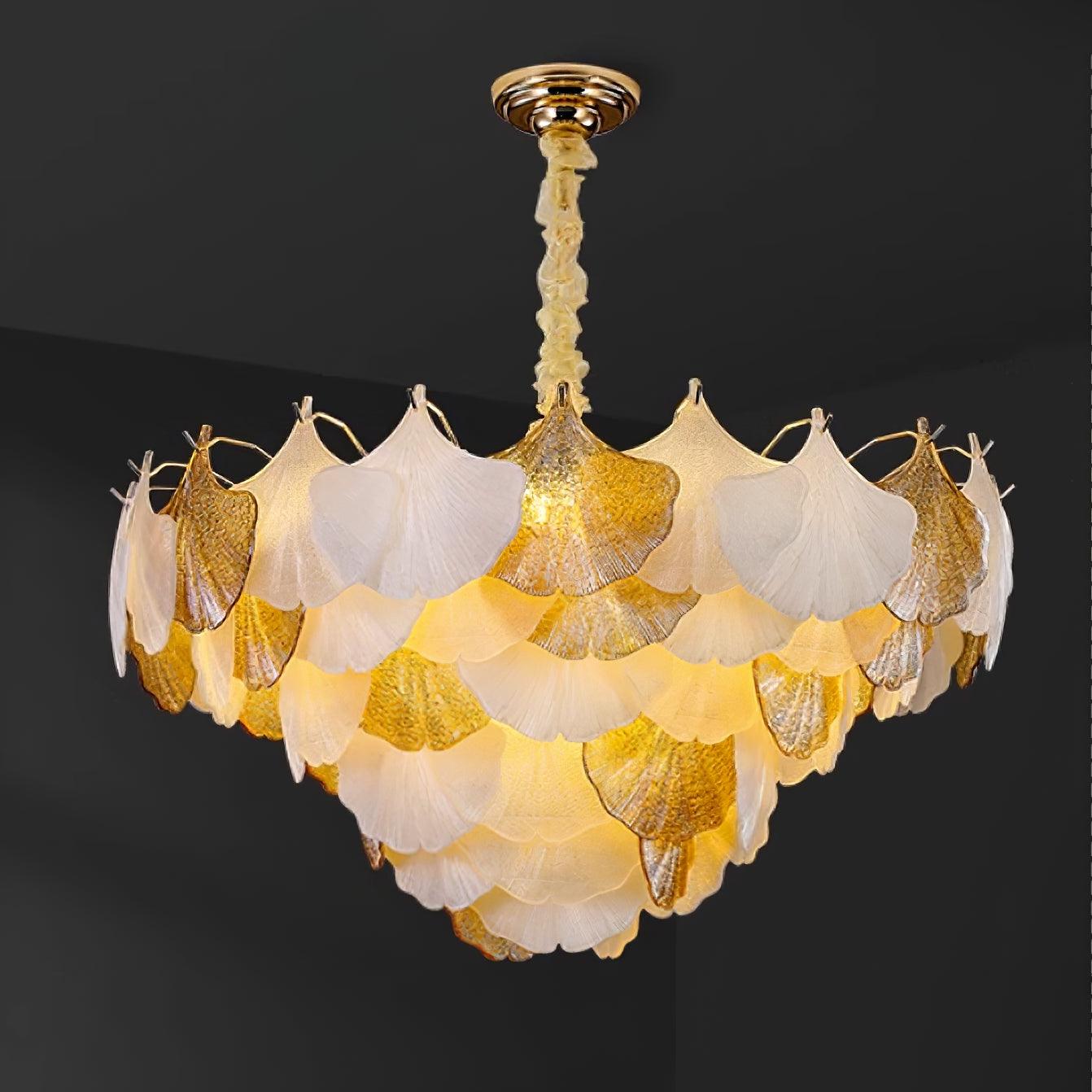 Isabelle Ginkgo Glasblatt-Kronleuchter