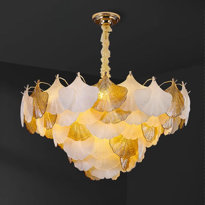Isabelle Ginkgo Glasblatt-Kronleuchter