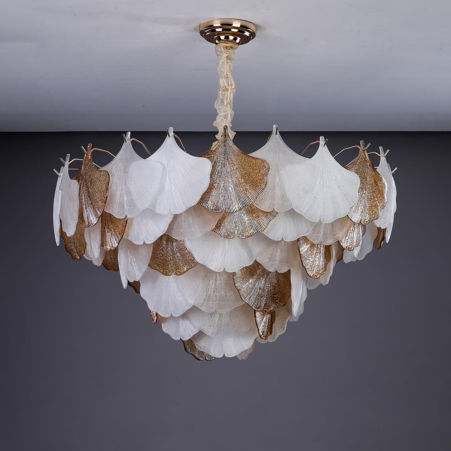 Isabelle Ginkgo Glasblatt-Kronleuchter