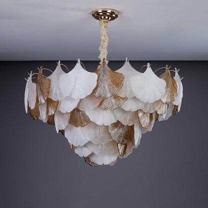 Isabelle Ginkgo Glasblatt-Kronleuchter