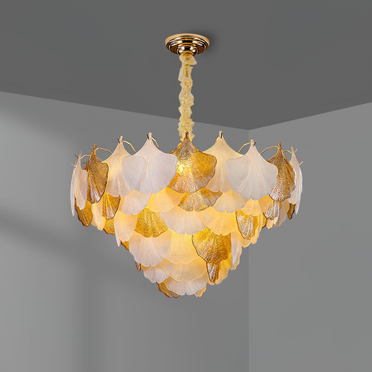 Isabelle Ginkgo Glasblatt-Kronleuchter